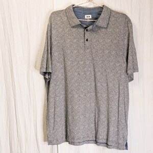Joseph Abboud Polo Short Sleeve Shirt XL Geometric Blue 3-Button Placket